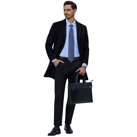 Mens Dress Shirts 4-Way Stretch Long Sleeve Collared Casual Light Blue - Picture 6 of 6